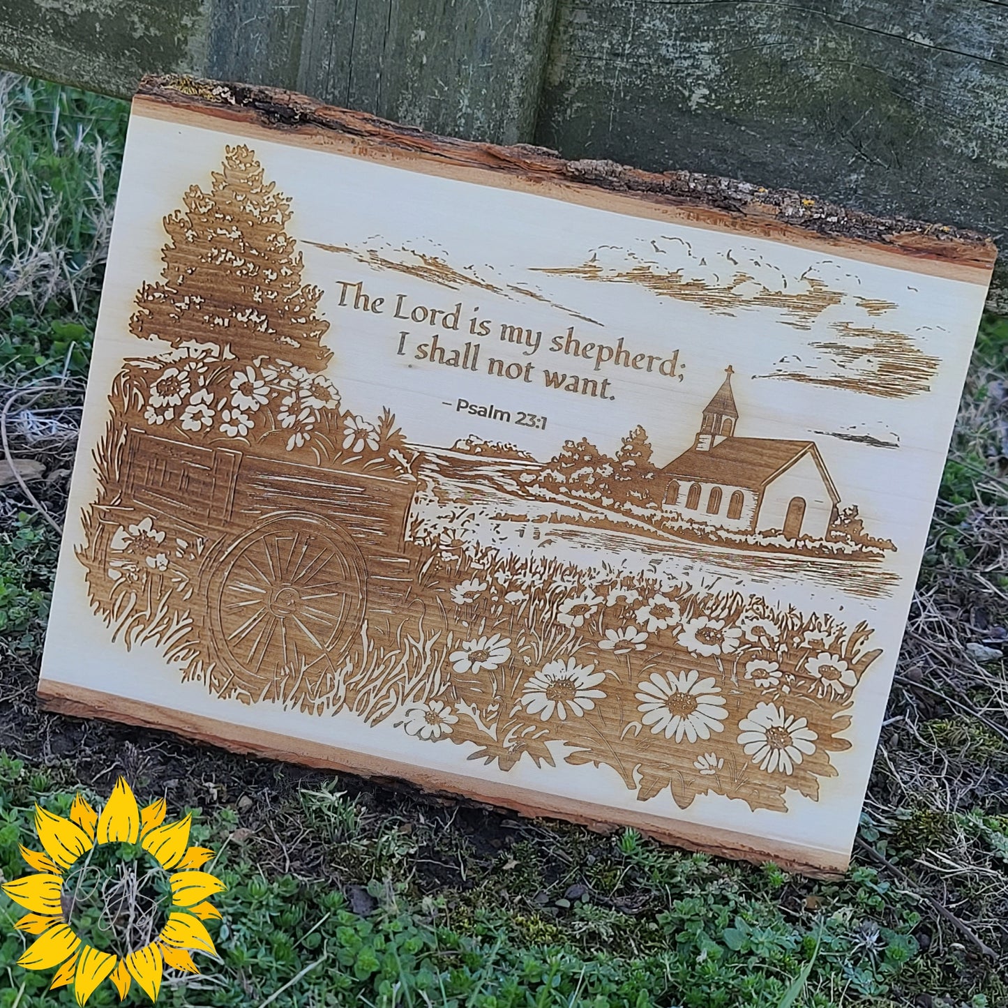 Psalm 23 Wood "Large" Plaque 🌿 “The Lord Is My Shepherd” Engraved Art