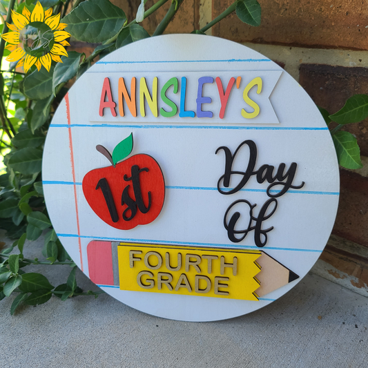 Personalized Interchangeable School Milestone Sign ✏️ | First, Last & 100th Day of School Photo Prop | Reusable Wooden School Sign