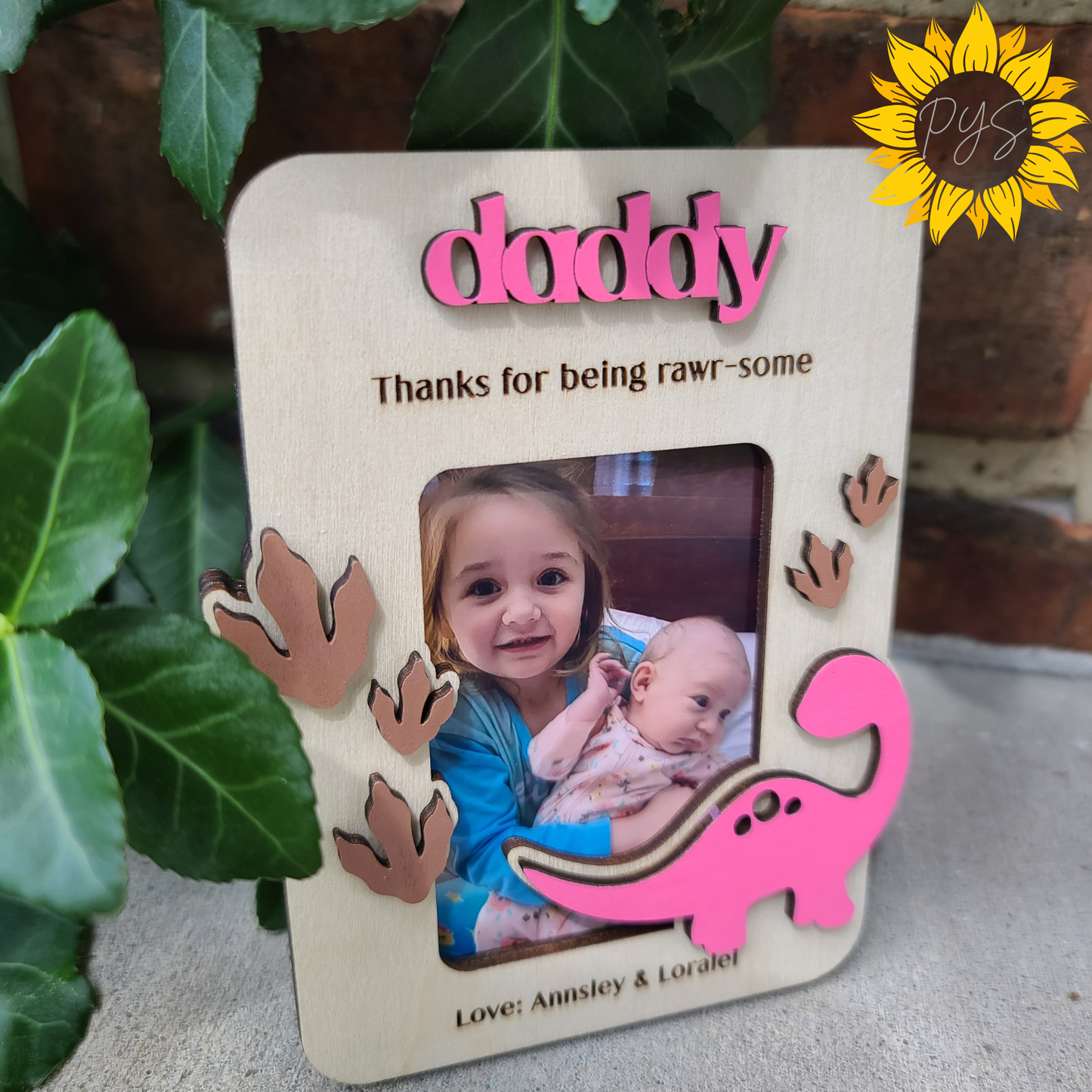 Daddy Dinosaur Picture Frame 🦕 | Personalized Father’s Day Magnet Frame | “Rawr-some” Dad Gift