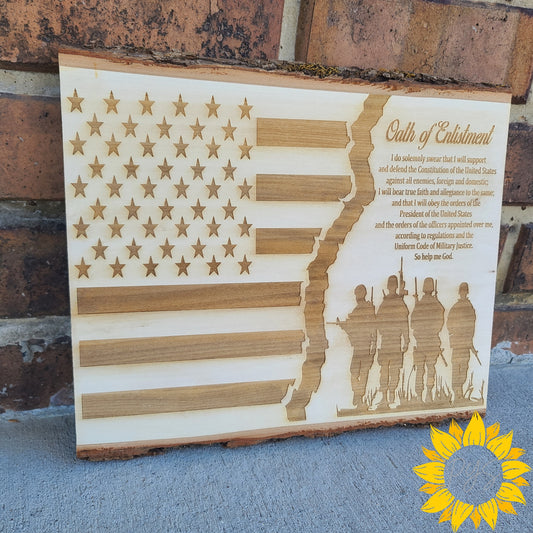 Oath of Enlistment Wood "Large" Plaque | Military Flag Art | Patriotic Gift