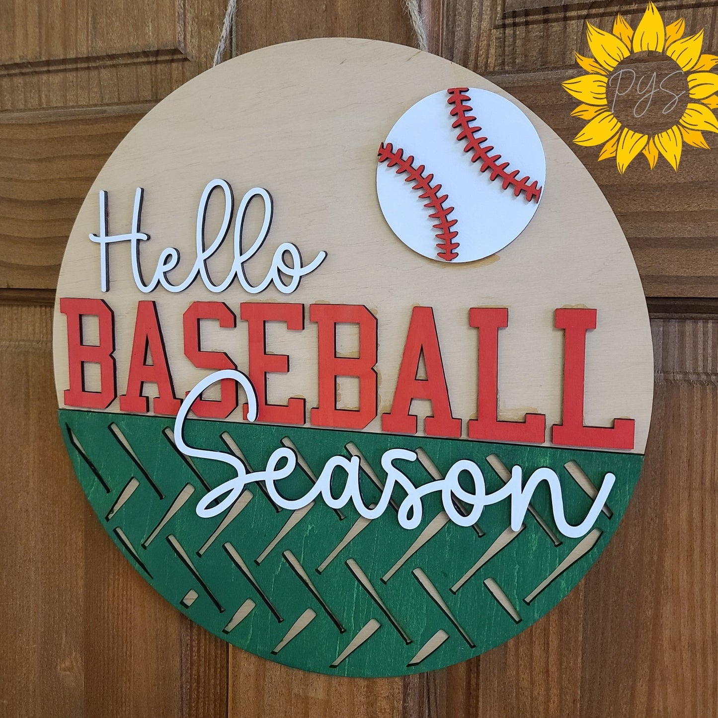 Hello Baseball Season – Baseball Door Sign