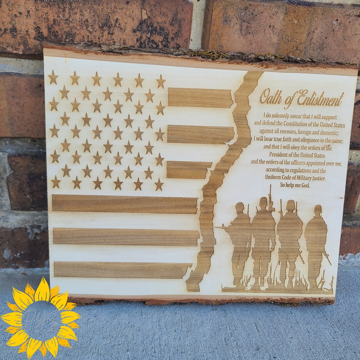 Oath of Enlistment Wood "Large" Plaque | Military Flag Art | Patriotic Gift