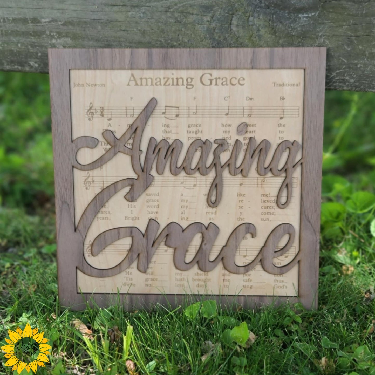 Amazing Grace Wall Art – With (optional) Sunflower Sympathy Bow