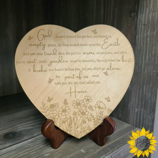 Handmade Heart Memorial Plaque