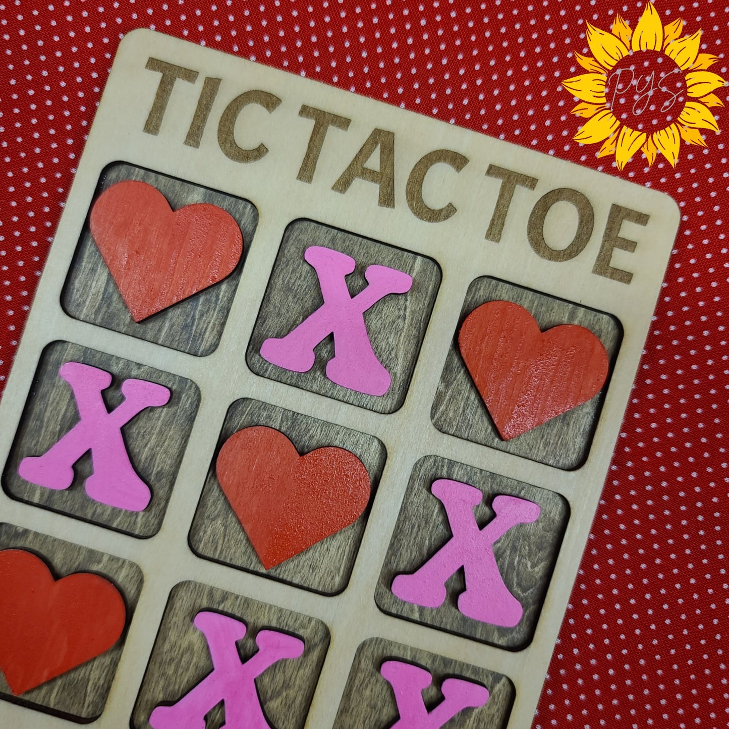 Valentine Tic Tac Toe Game ❤️ Hand-Painted Wooden Board