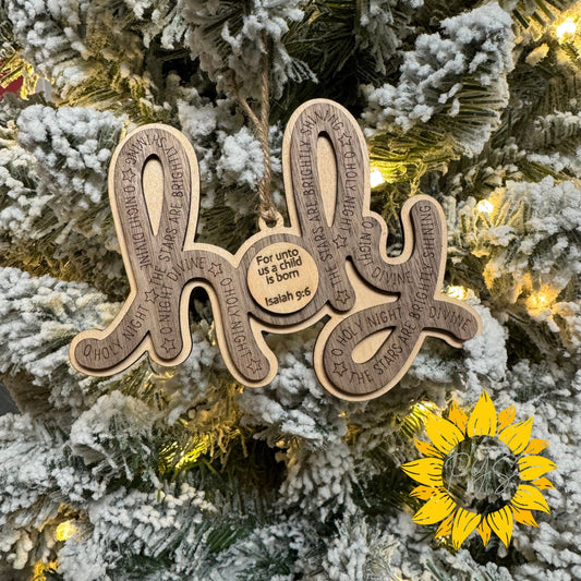 Holy Christmas Ornament | O Holy Night Wood Ornament | Christian Christmas Decor | Isaiah 9:6 Scripture Ornament