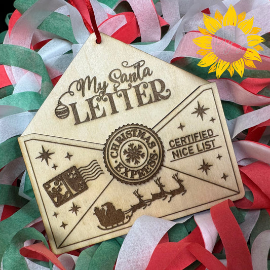 My Santa Letter Ornament | Certified Nice List | Layered Wood Christmas Ornament | Santa Mail Holiday Decor