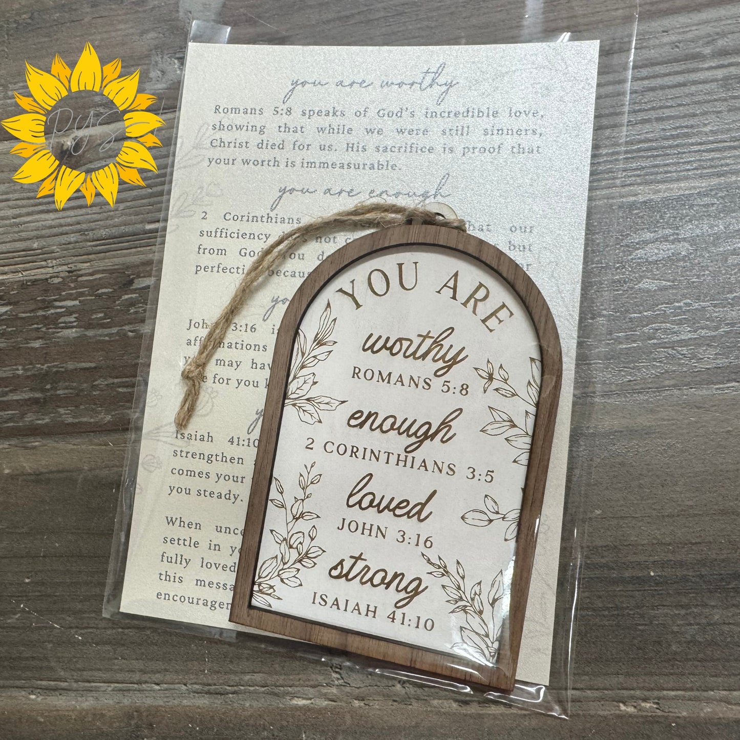 “You Are Worthy” Scripture Affirmation Ornament/Tag – With Story Card & Gift Packaging