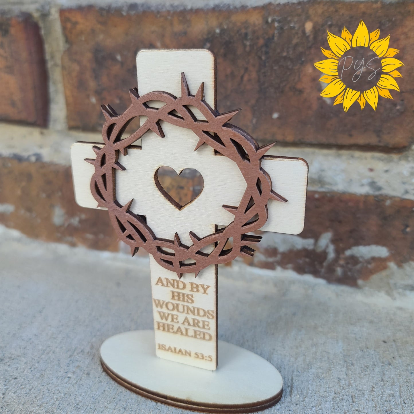 Faith & Healing Cross Shelf Sitter ✝️ Crown of Thorns Christian Decor