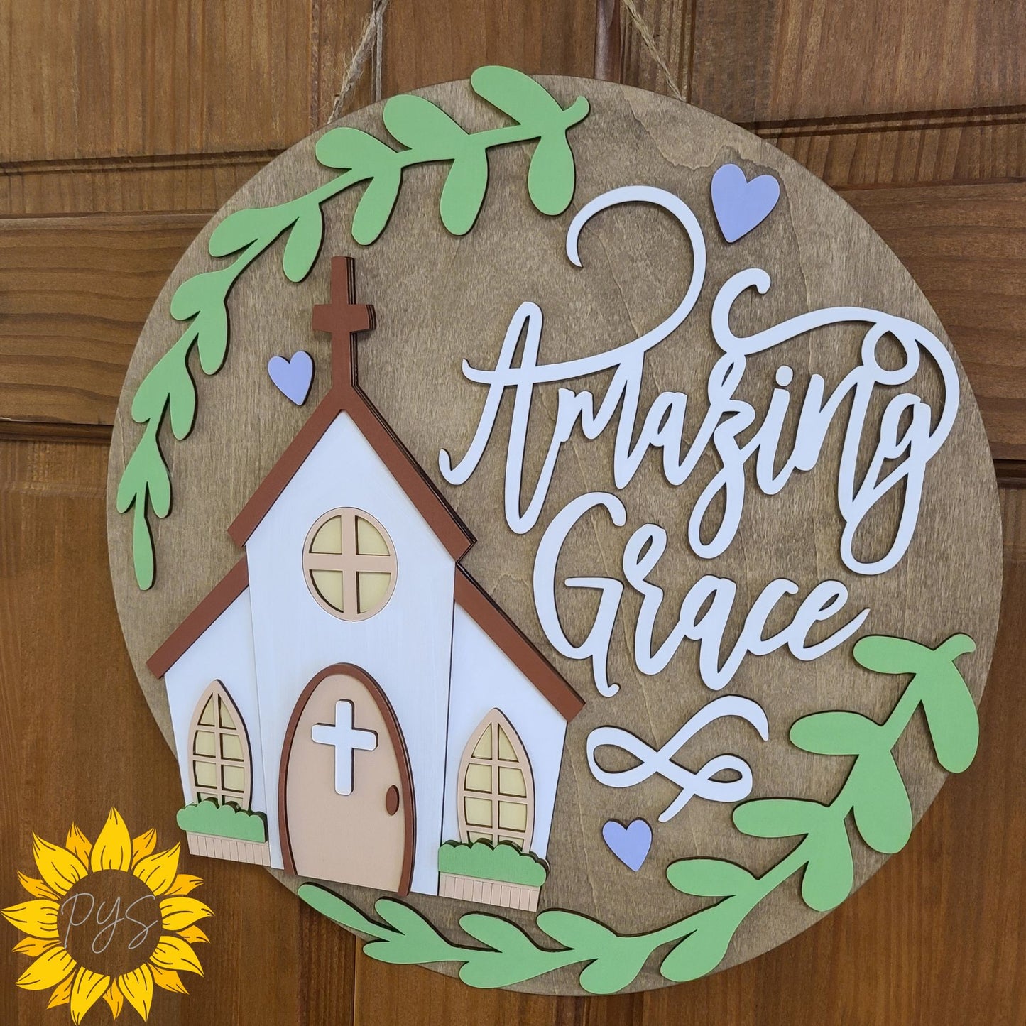 Amazing Grace Door Hanger ✝️ Layered Wood Church Sign | Christian Home Decor