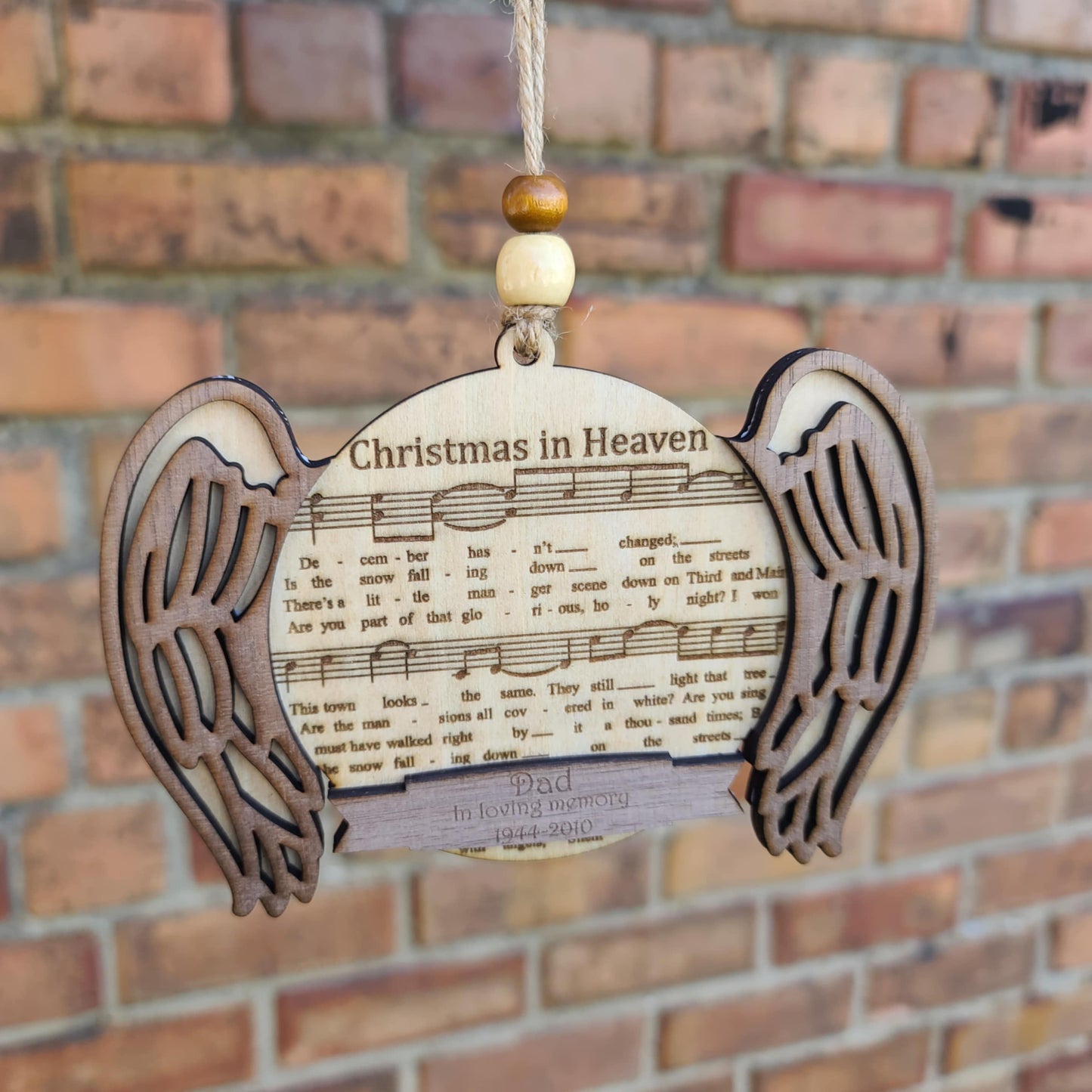 Personalized “Christmas in Heaven” Angel Wings Ornament