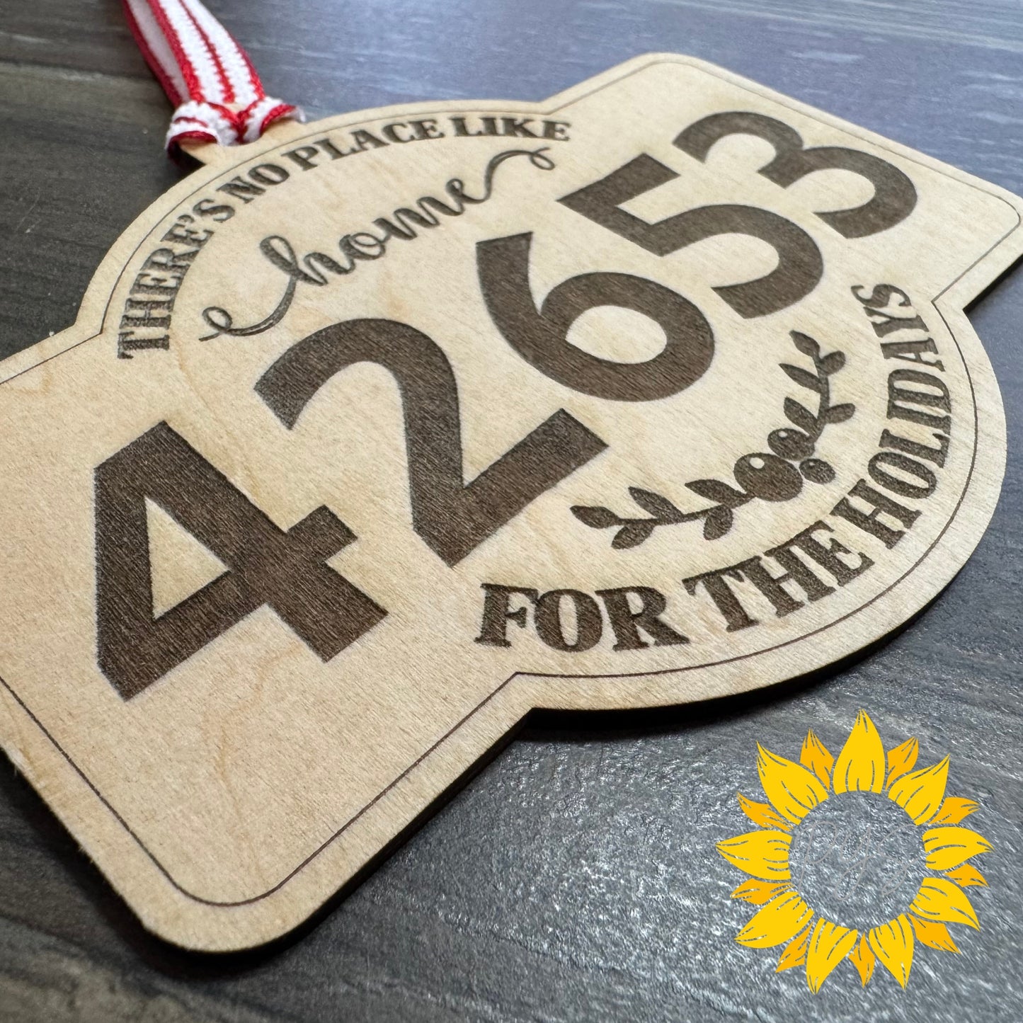 Custom Zip Code “There’s No Place Like Home” Tag — 5” Engraved Wood with 5x7 Card