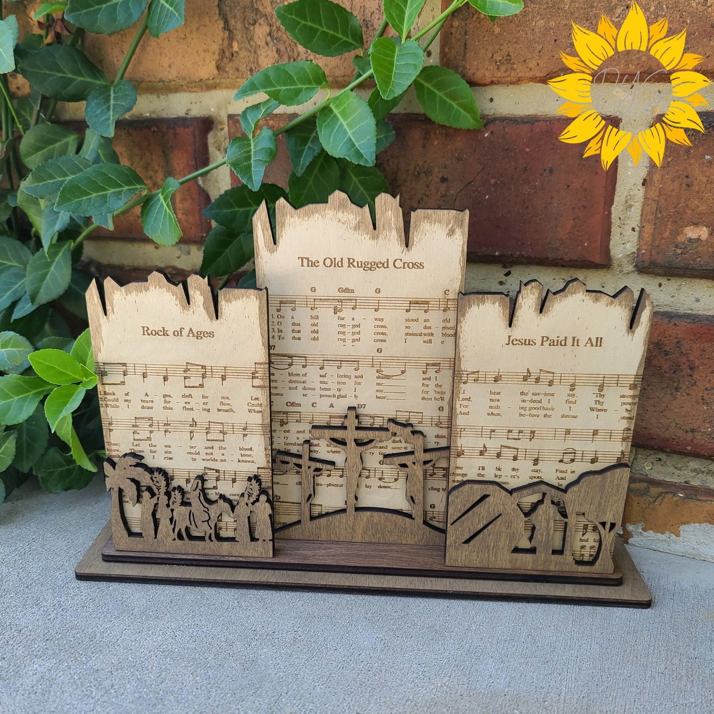 Wooden Three Beloved Hymns Display