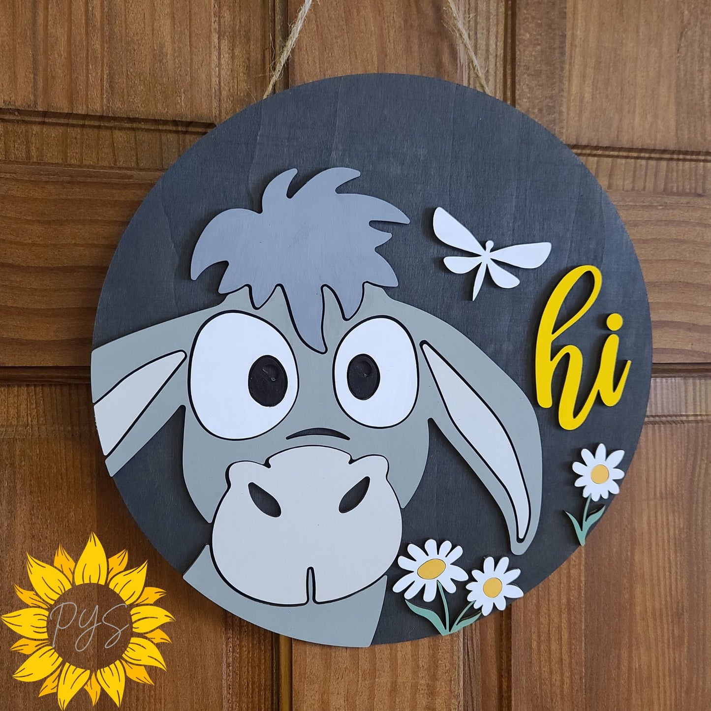 Hi Donkey Door Hanger 🐴 Farmhouse Animal Door Sign | Cute Rustic Front Door Decor