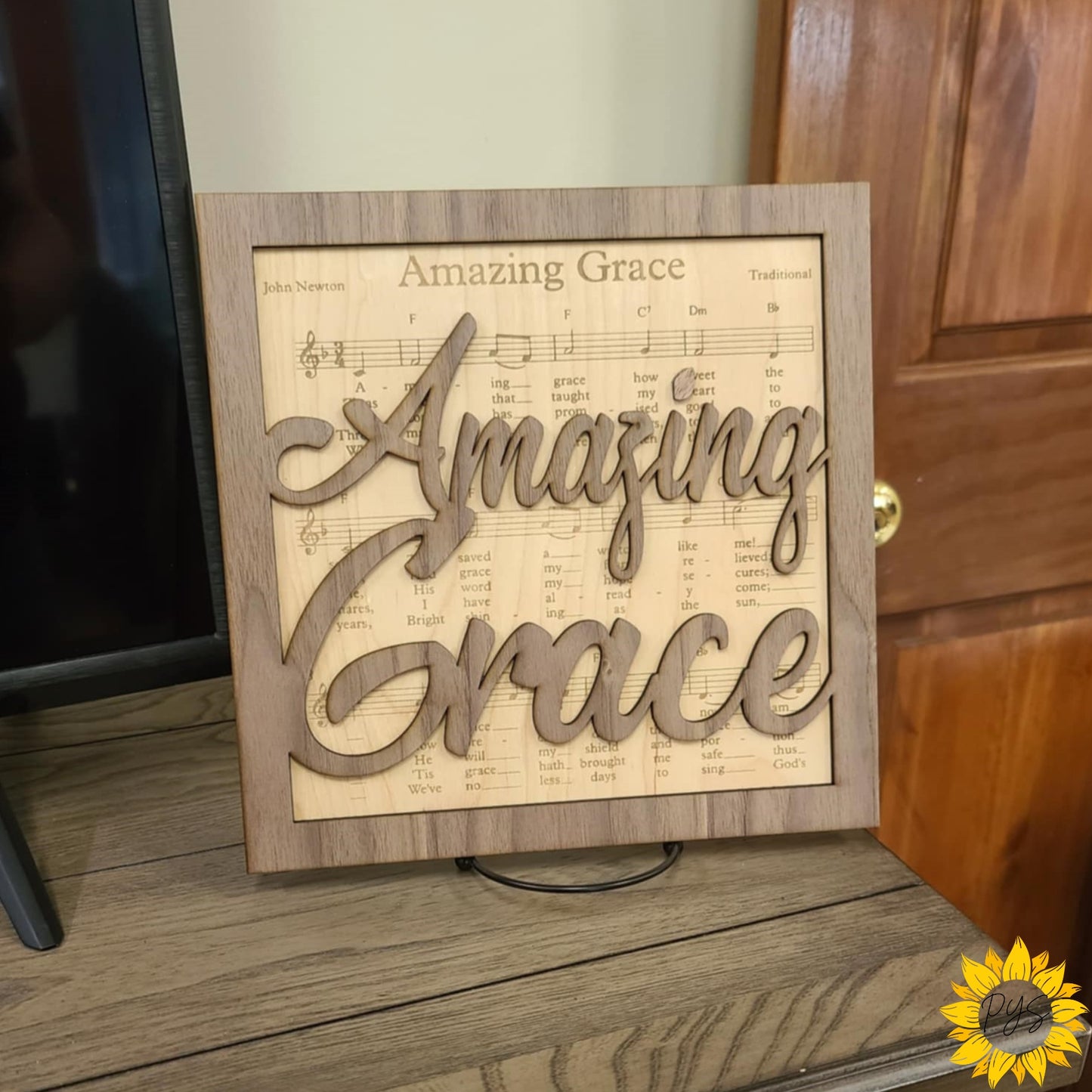 Amazing Grace Wall Art – With (optional) Sunflower Sympathy Bow