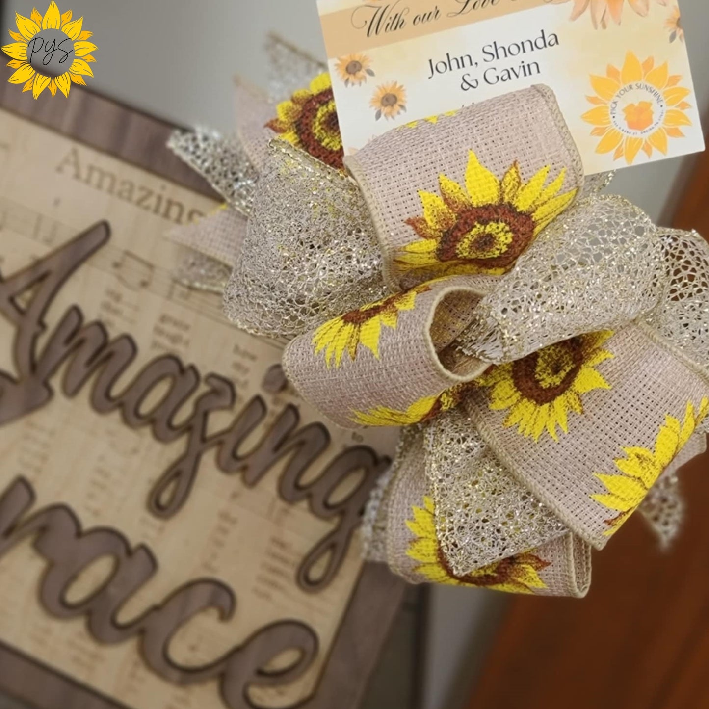 Amazing Grace Wall Art – With (optional) Sunflower Sympathy Bow