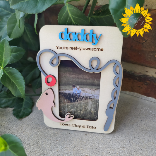 Daddy Fishing Picture Frame 🎣 | Personalized Father’s Day Magnet Frame | “You’re Reel-y Awesome” Gift