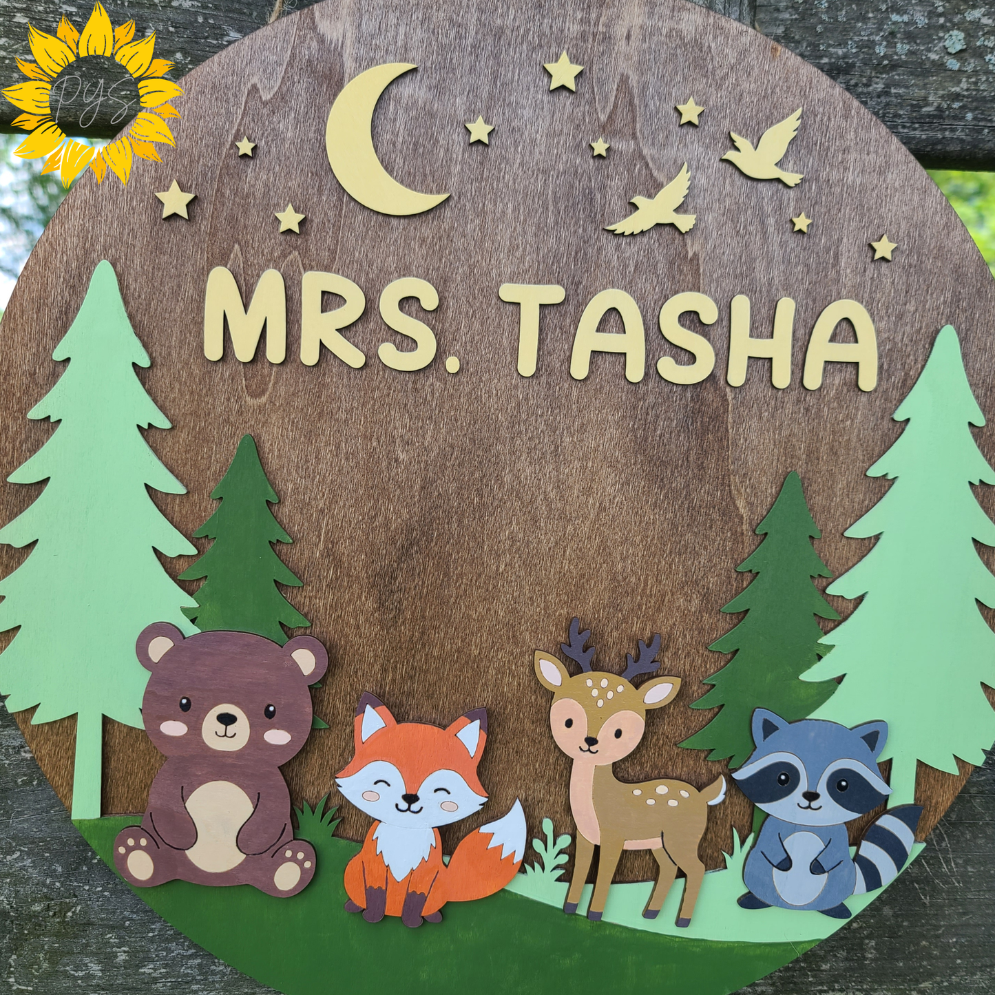 Personalized Woodland Classroom Door Sign 🌲 | Custom Teacher Name Sign | Forest Animal Classroom Decor