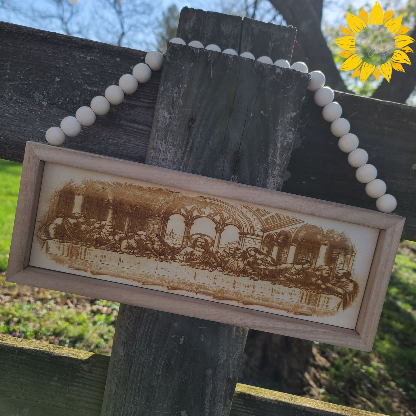 Last Supper Wood Wall Art ✝️ | Framed Engraved Christian Décor | Faith-Based Home Sign
