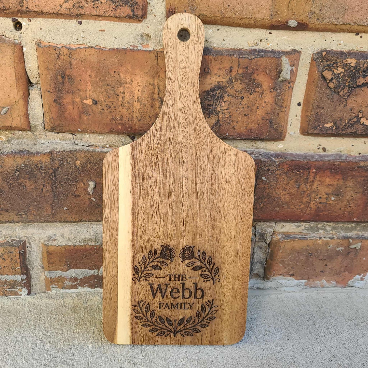 Personalized Acacia Wood Cutting Board 🪵 Custom Engraved Family Name Board