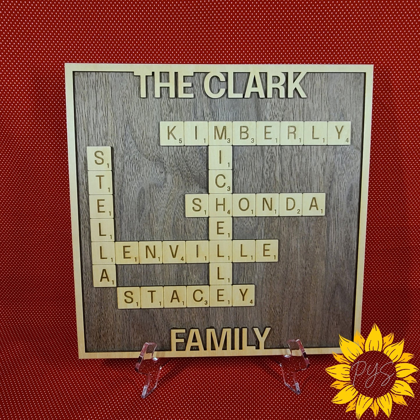 Our Family, Piece by Piece – Personalized Crossword Style Scrabble Name Sign