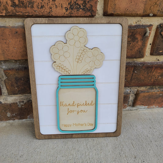 Handpicked for You Mother’s Day Sign 🌸 Paintable or Fingerprint Flower Craft