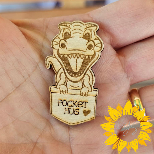 Dinosaur Pocket Hug 🦖 Mini Wooden Token Gift | Cute Encouragement Keepsake