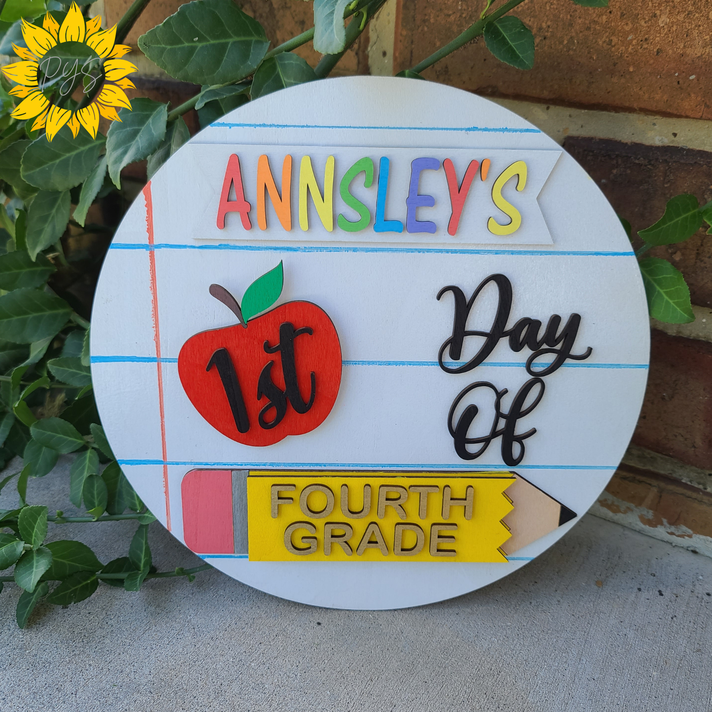 Personalized Interchangeable School Milestone Sign ✏️ | First, Last & 100th Day of School Photo Prop | Reusable Wooden School Sign