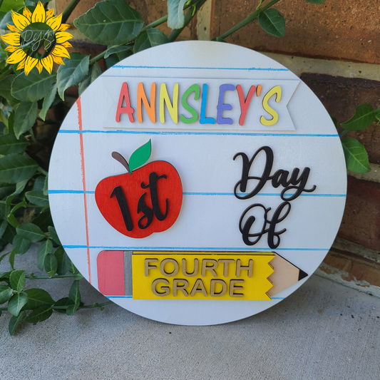 Personalized Interchangeable School Milestone Sign ✏️ | First, Last & 100th Day of School Photo Prop | Reusable Wooden School Sign