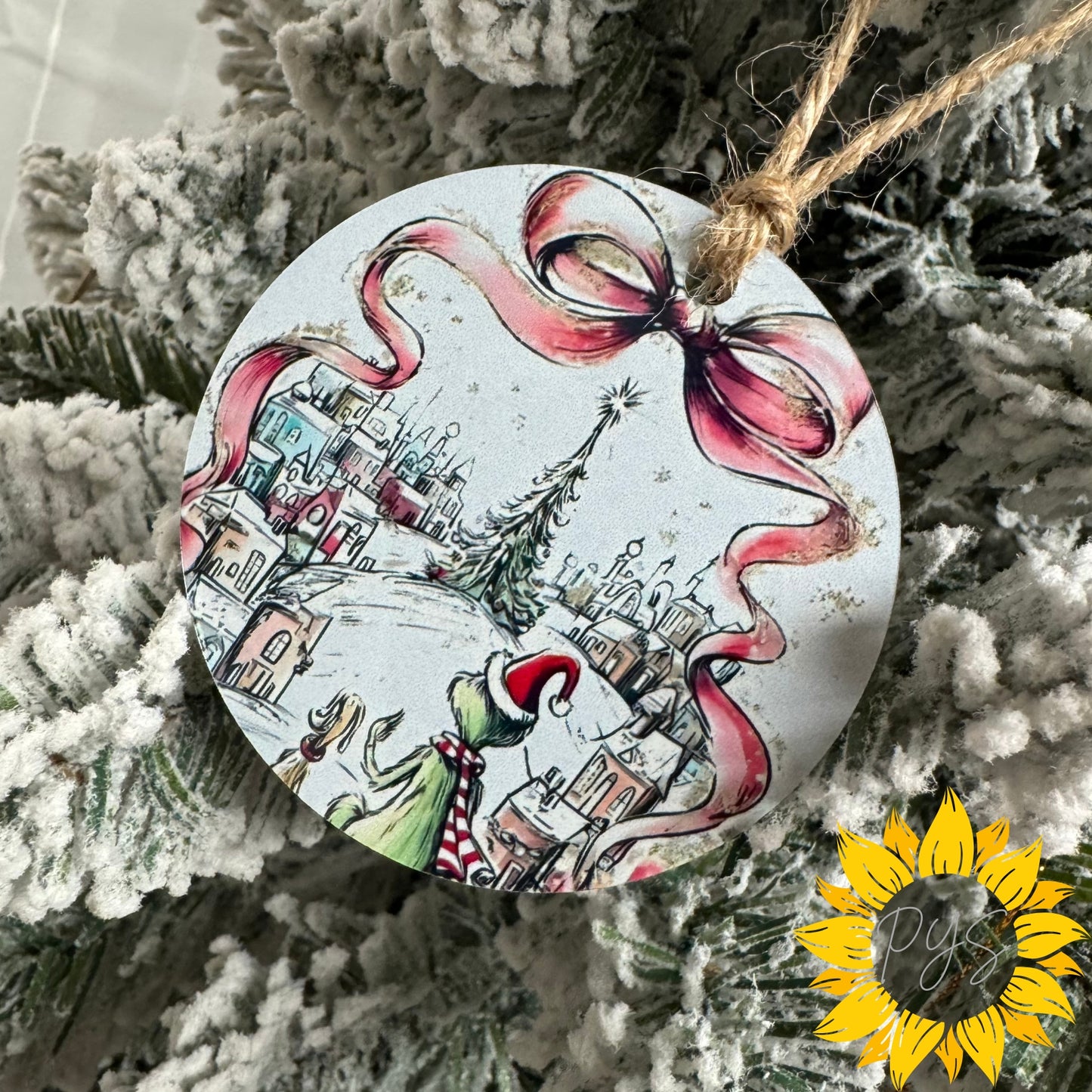 Whimsy 2.75” Double-Sided Metal Grinch Ornament Set – 4 PLAYFUL DESIGNS TO CHOOSE FROM