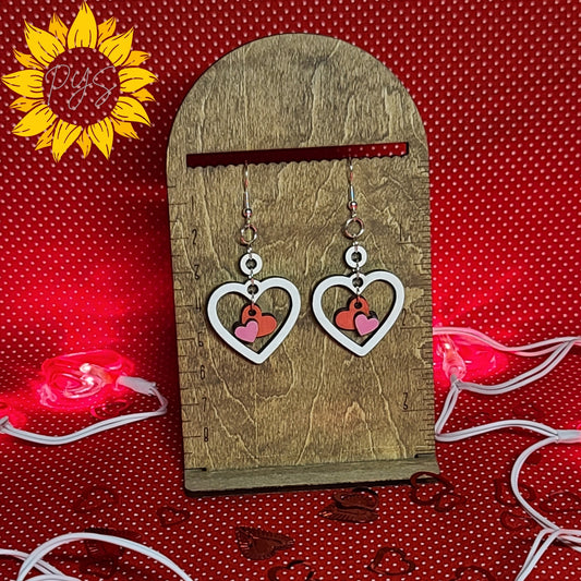 💕🤍 Triple the Love – Layered Heart Valentine Earrings 🤍💕