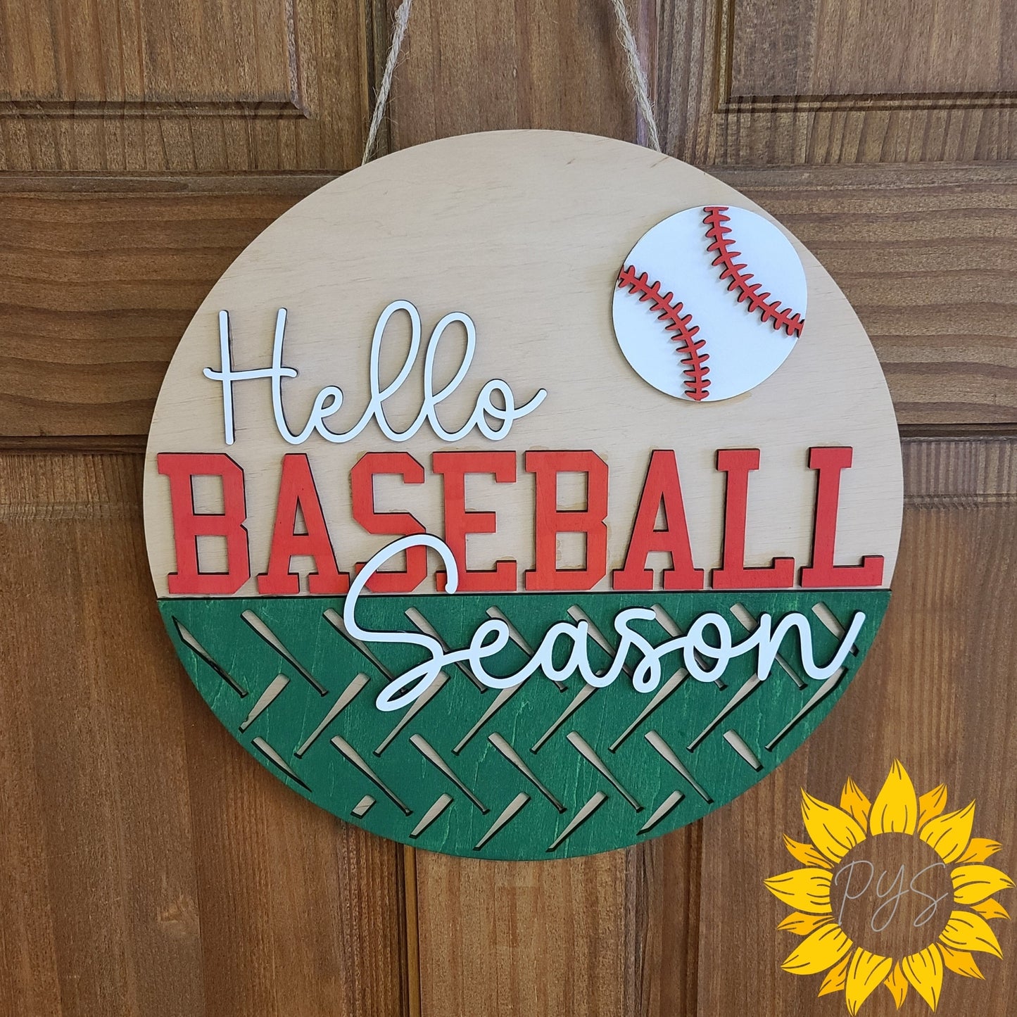 Hello Baseball Season – Baseball Door Sign