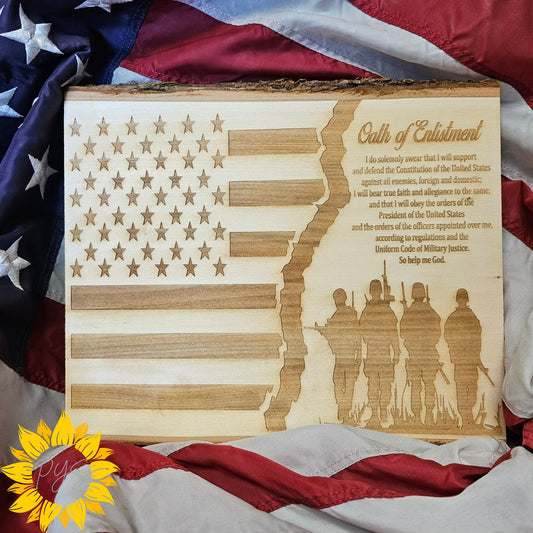 Oath of Enlistment Wood "Large" Plaque | Military Flag Art | Patriotic Gift