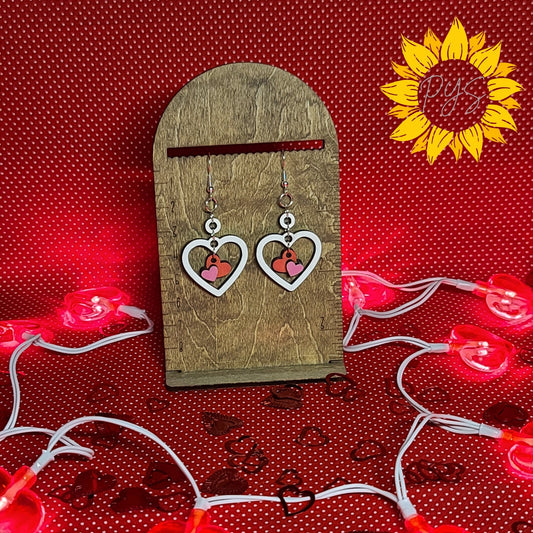 💕🤍 Triple the Love – Layered Heart Valentine Earrings 🤍💕
