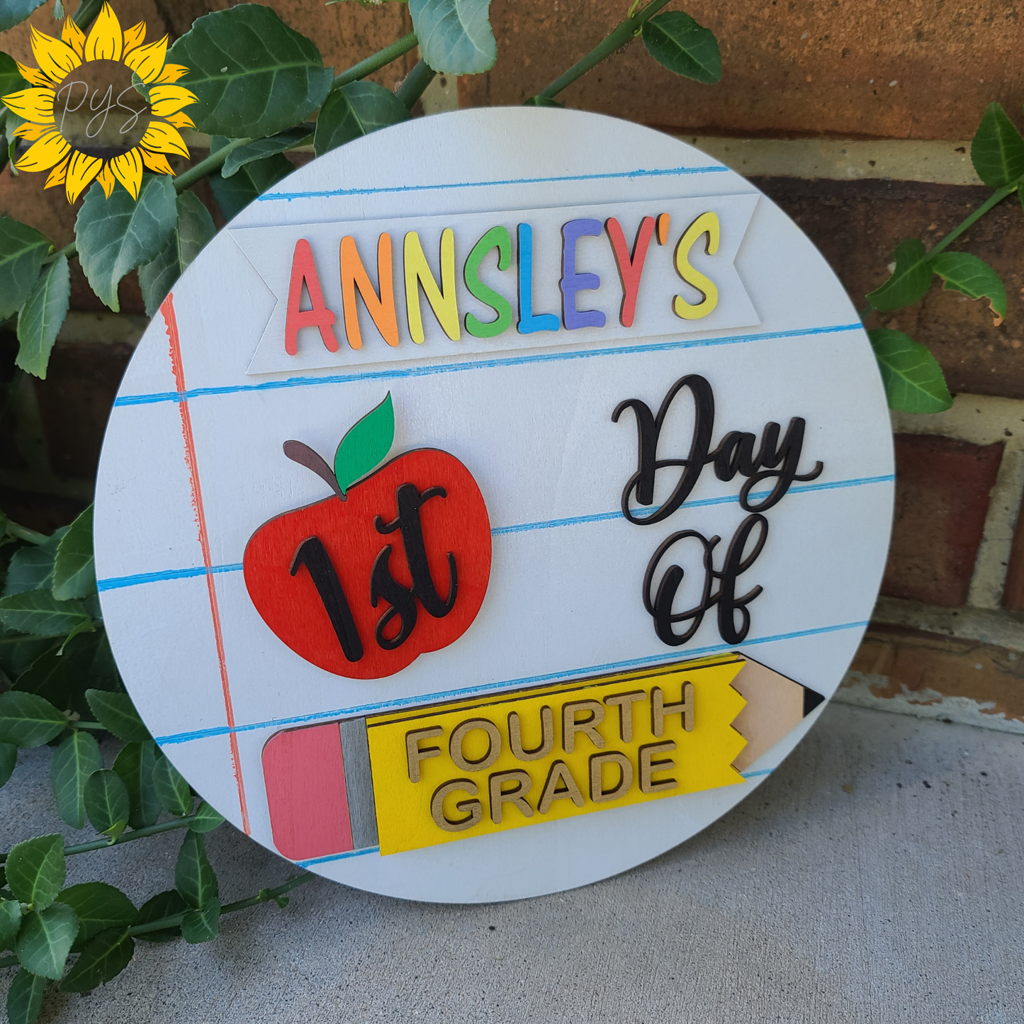 Personalized Interchangeable School Milestone Sign ✏️ | First, Last & 100th Day of School Photo Prop | Reusable Wooden School Sign
