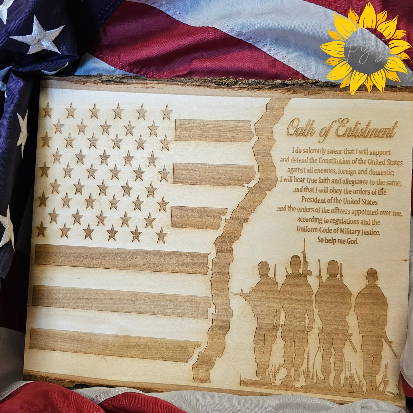 Oath of Enlistment Wood "Large" Plaque | Military Flag Art | Patriotic Gift