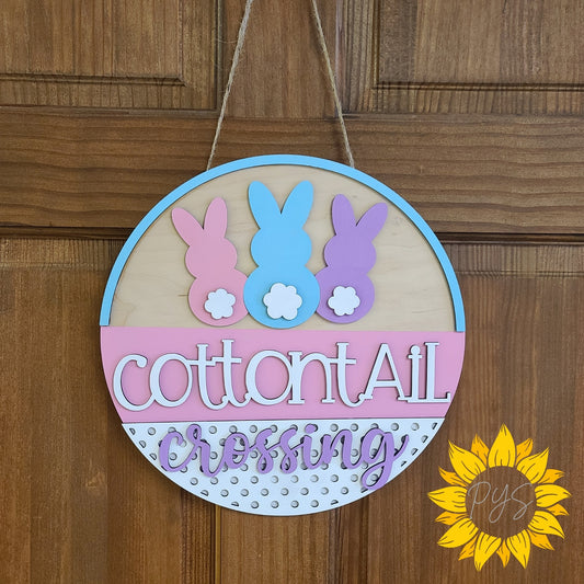 Cottontail Crossing – Easter Bunny Door Sign