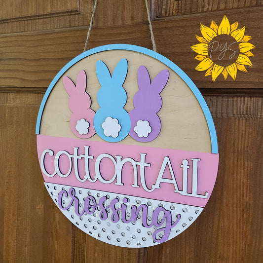 Cottontail Crossing – Easter Bunny Door Sign