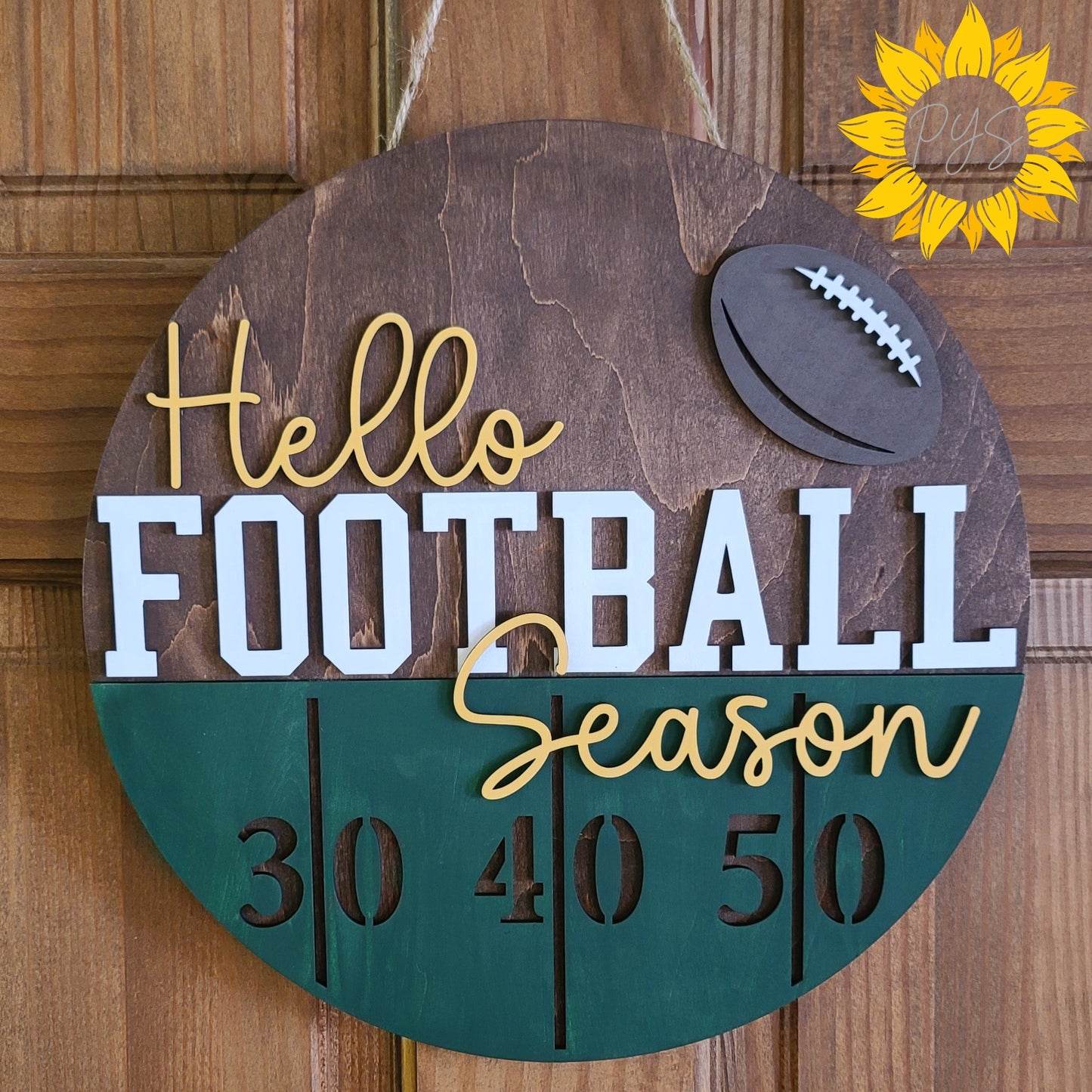 Hello Football Season Door Sign 🏈 Wooden Football Porch Decor
