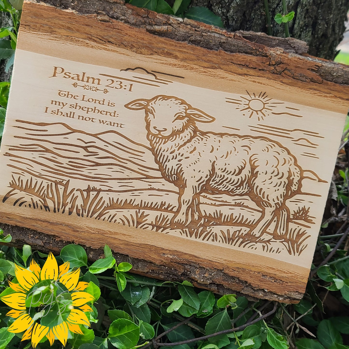 Psalm 23 Wood "Medium" Plaque 🐑 “The Lord is My Shepherd” Rustic Engraved Sign