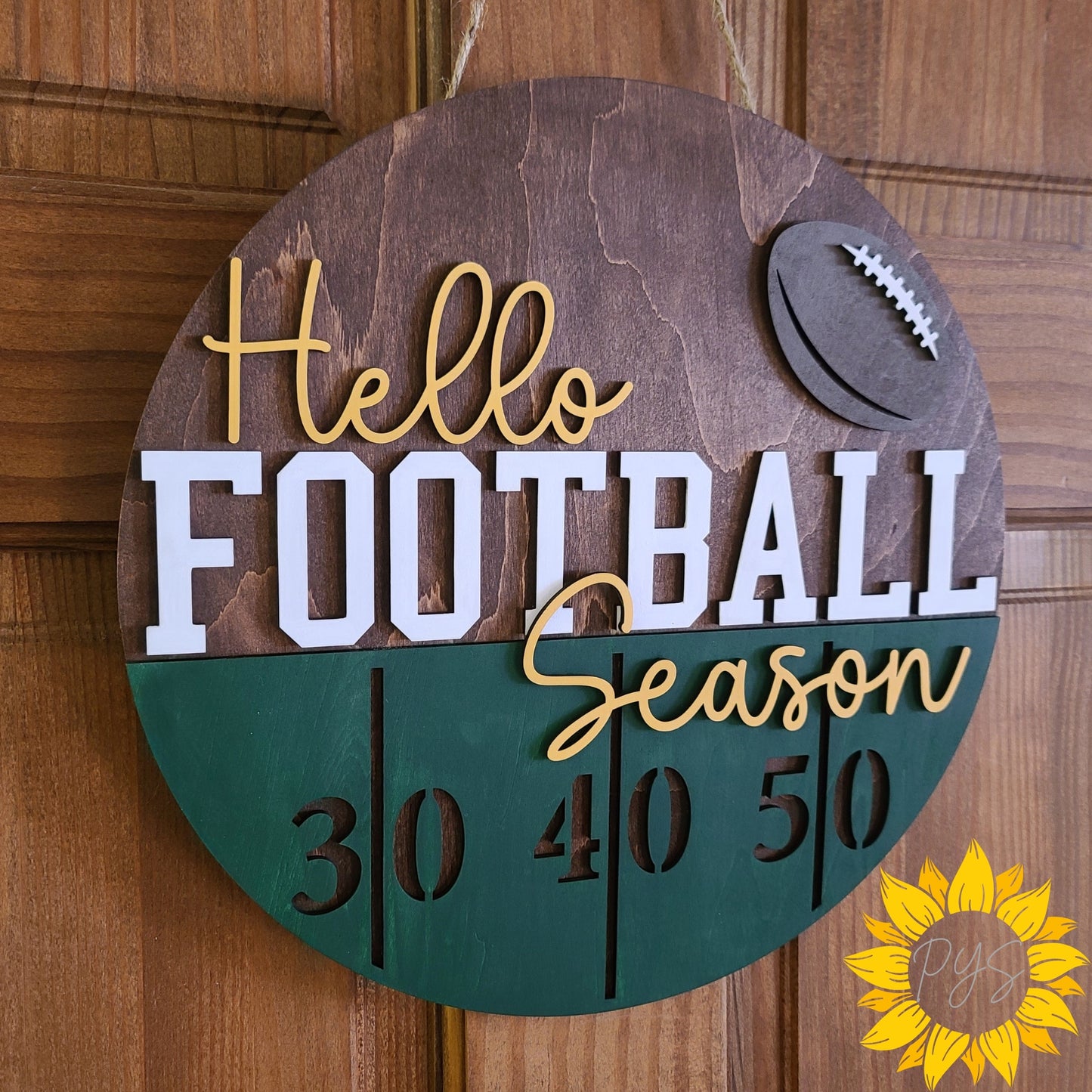 Hello Football Season Door Sign 🏈 Wooden Football Porch Decor