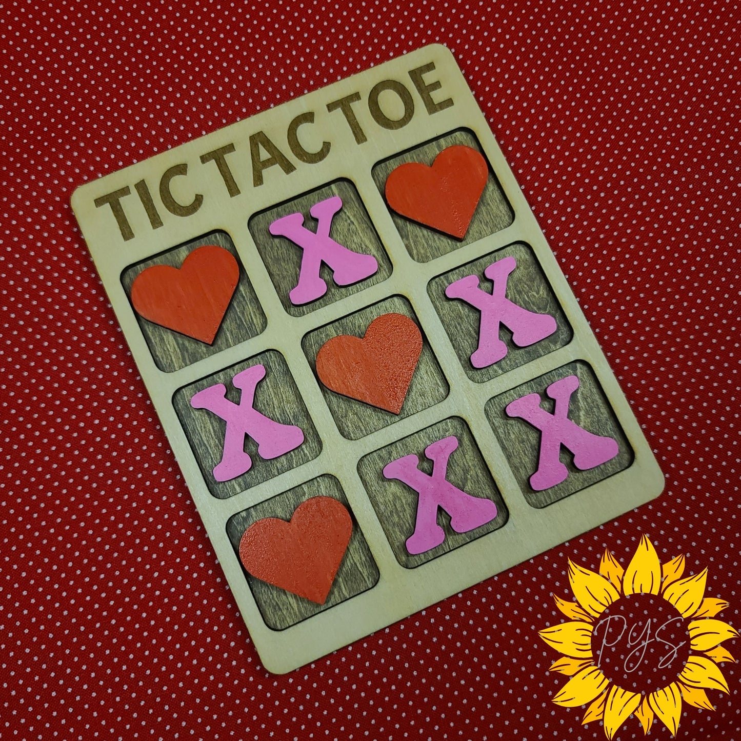 Valentine Tic Tac Toe Game ❤️ Hand-Painted Wooden Board
