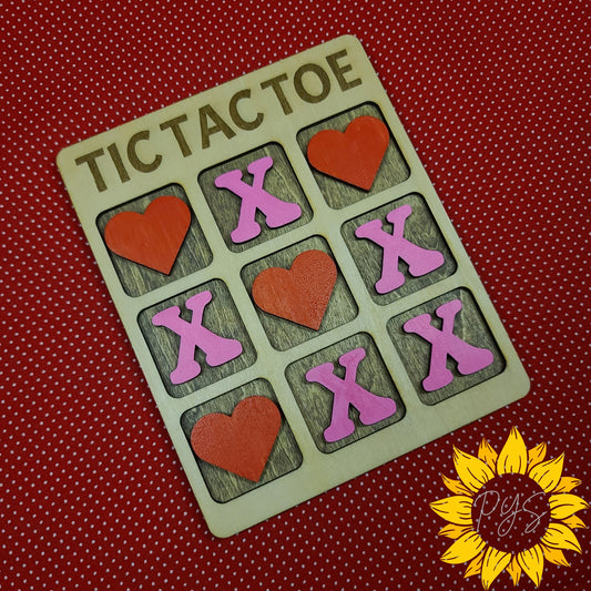 Valentine Tic Tac Toe Game ❤️ Hand-Painted Wooden Board