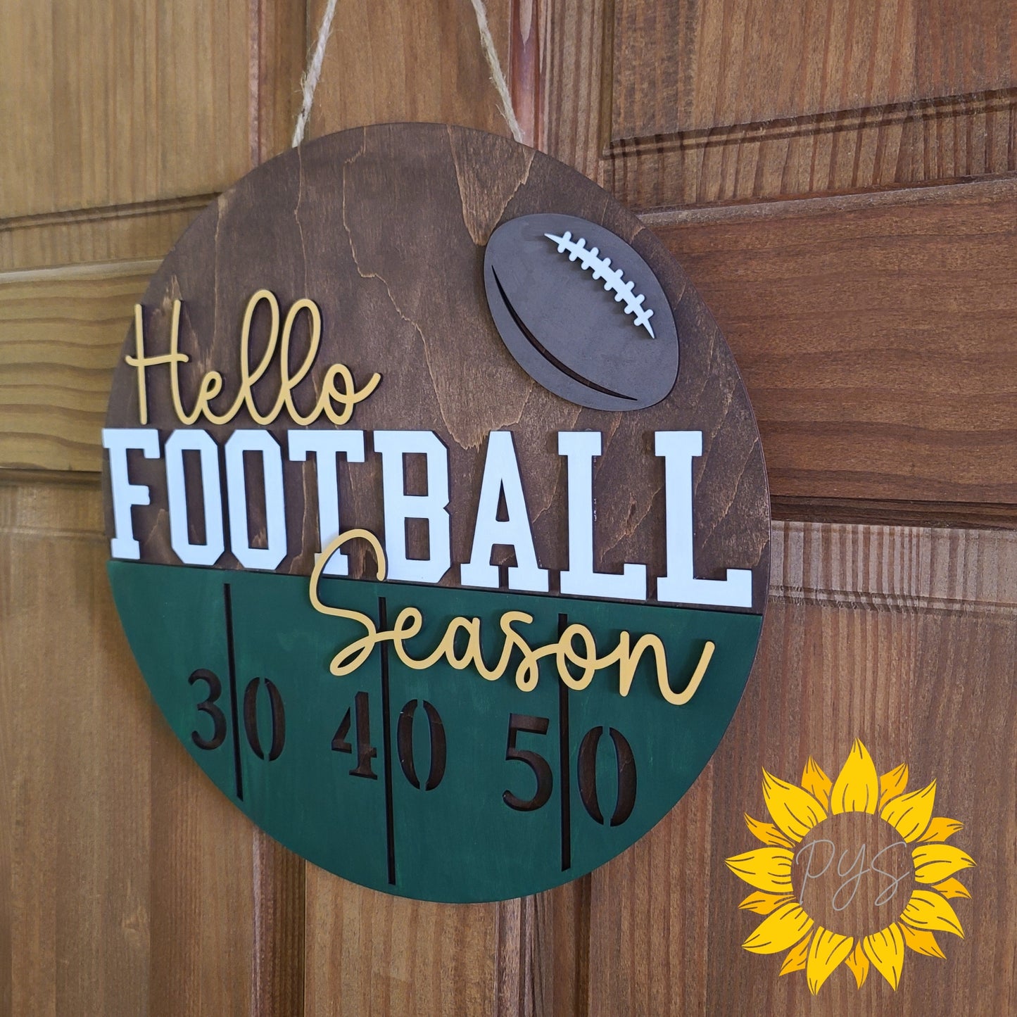 Hello Football Season Door Sign 🏈 Wooden Football Porch Decor