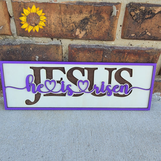 He Is Risen Jesus Layered Easter Sign ✝️ Christian Easter Decor
