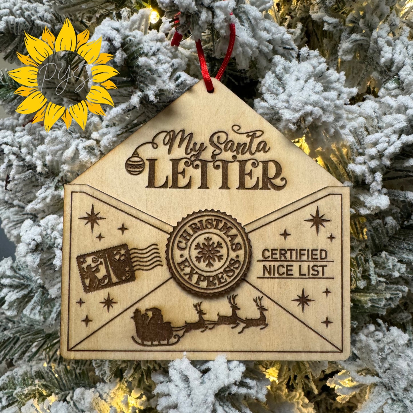 My Santa Letter Ornament | Certified Nice List | Layered Wood Christmas Ornament | Santa Mail Holiday Decor