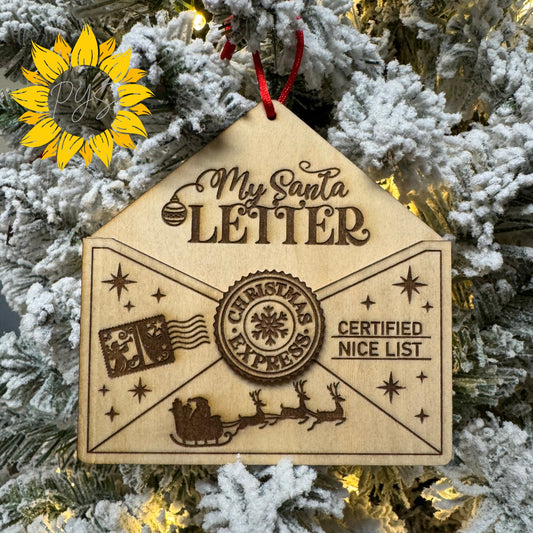 My Santa Letter Ornament | Certified Nice List | Layered Wood Christmas Ornament | Santa Mail Holiday Decor