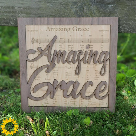 Amazing Grace Wall Art – With (optional) Sunflower Sympathy Bow