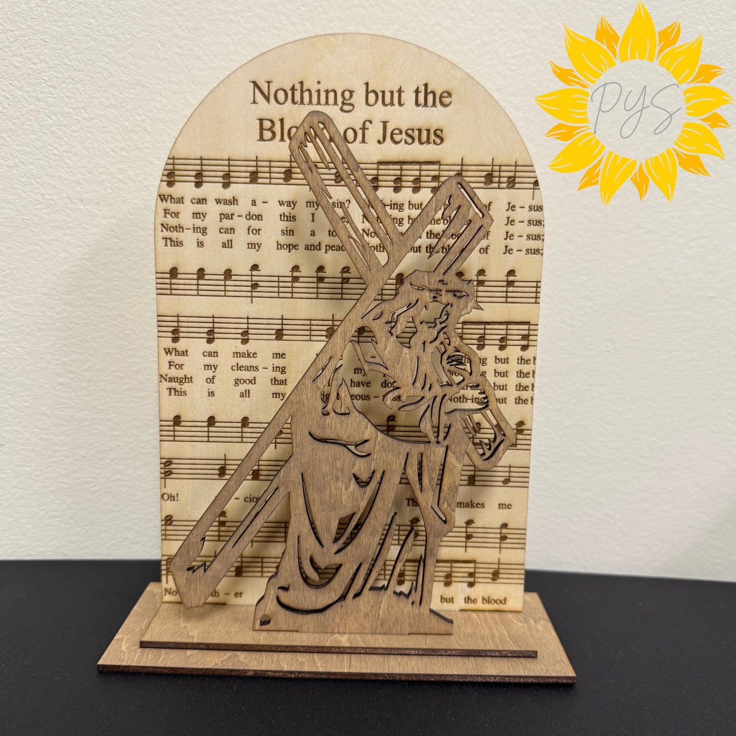 “Nothing but the Blood of Jesus” Wooden Hymn Shelf Sitter – Christian Home Décor