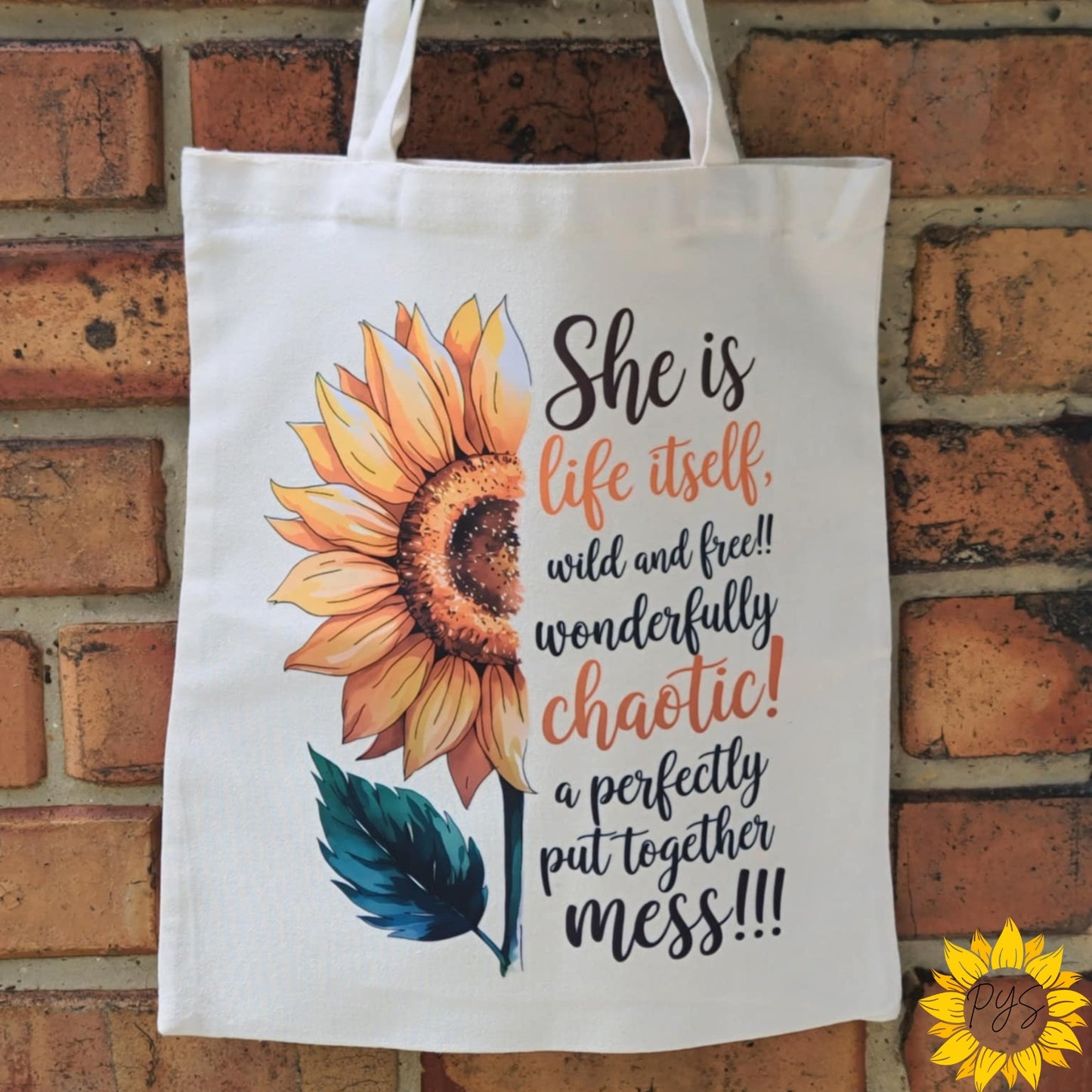 Sunflower Inspirational Canvas Tote Bag